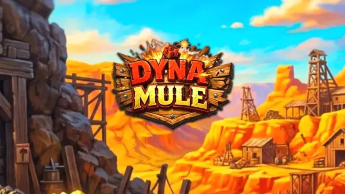 Dyna Mule slot machine interface na may mining theme