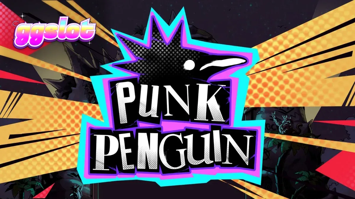 Isang makulay na eksena ng mga penguin na nagtatanghal sa isang punk rock concert sa loob ng slot game na Punk Penguin.
